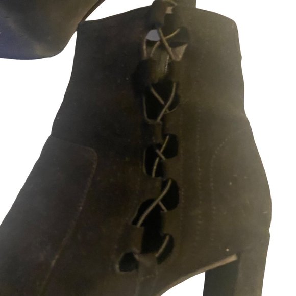 Free People black zip heeled laced side boots size 10 - Picture 3 of 9